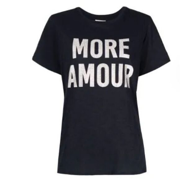 NWT Cinq a Sept More Amour Rhinestone Graphic Tee Navy XS - Picture 10 of 10